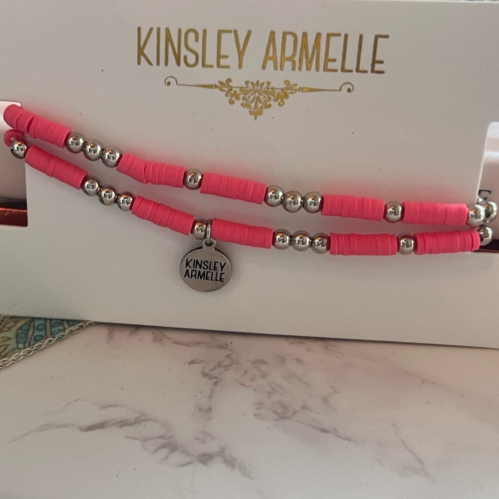 Kinsley Armelle 2-Piece Bracelet Set – Pink + Silver